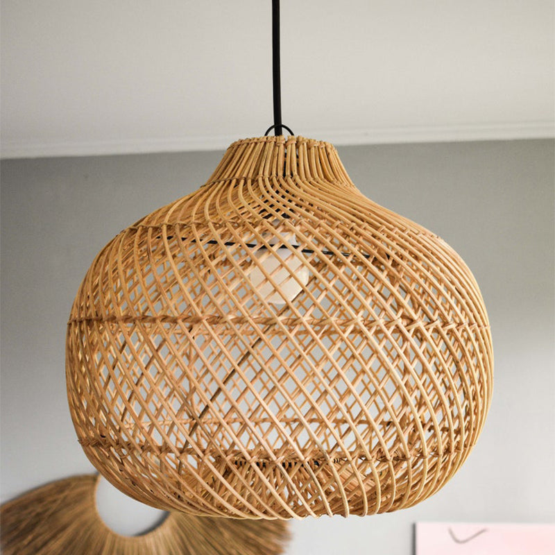 Lamppo Pendelleuchte aus Rattan Rustikale Handgefertigter Lampenschirm für  das Wohnzimmer – lamplightsdesign